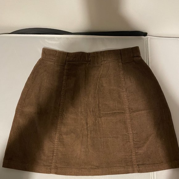 Fore Warned Corduroy Brown Skirt Button Front Mini Skirt Women's Size 14 - Picture 13 of 15